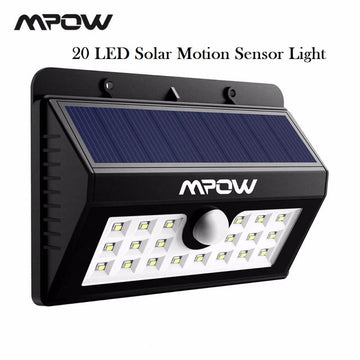 Mpow 20 LED Solar Motion Sensor Light, Outdoor Security Wall Light With 3 Modes, Wireless Waterproof Night Lights - Imported from UK